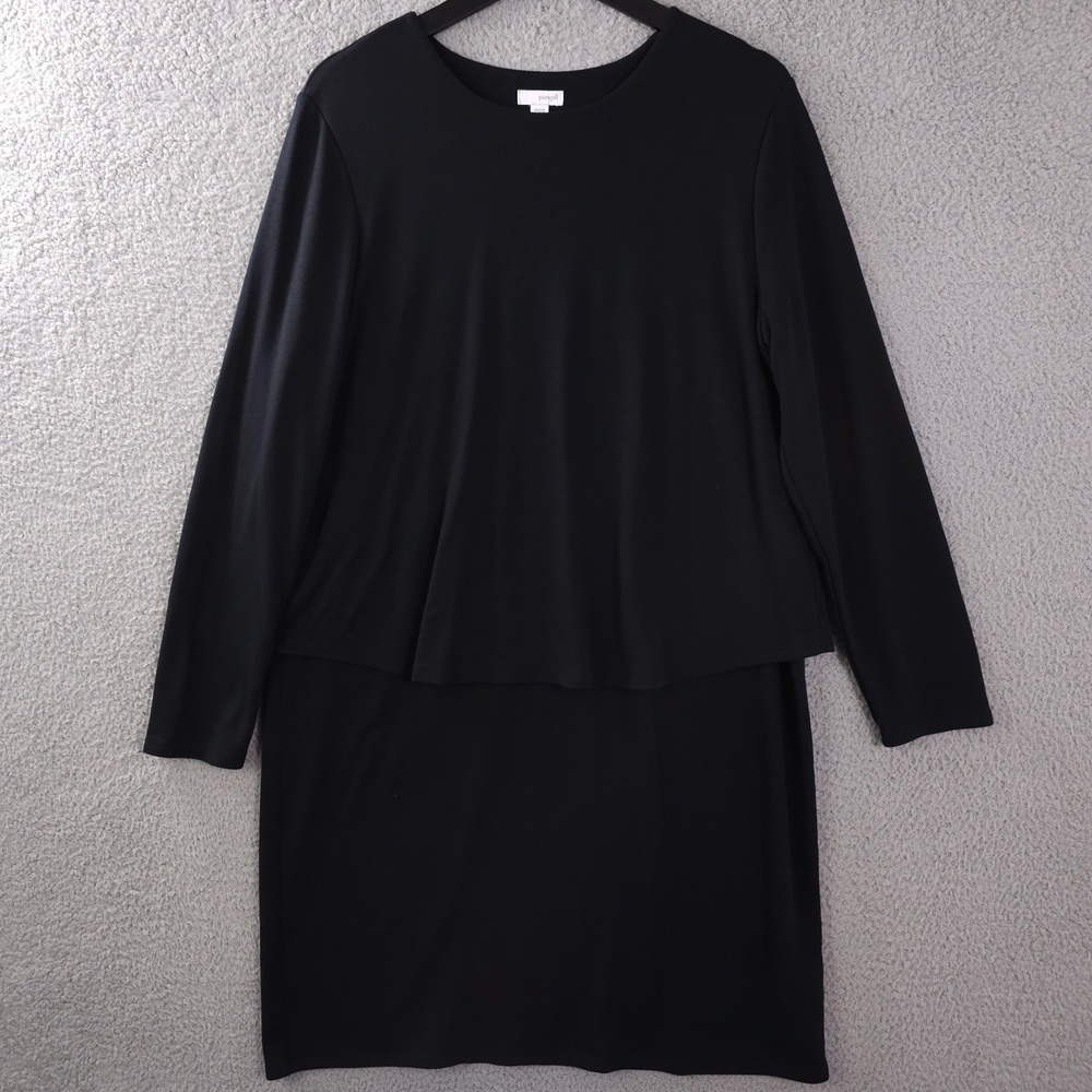 J Jill‎ Dress Womens Large Black PureJill French Terry Layered Tencel Blend Soft